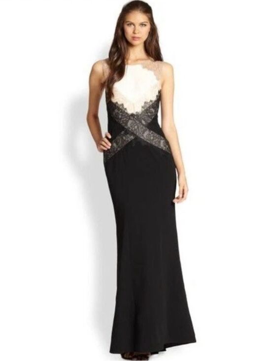 BCBGMaxAzria Dresses & Skirts - BCBGMaxAzria Aida Trumpet Full Length Lace Black Tie Dress Size 0
